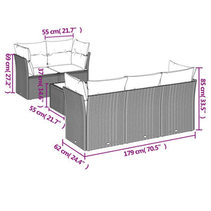 Set Divano da Giardino 6 pz con Cuscini Beige in Polyrattan 3249088