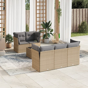 Set Divano da Giardino 6 pz con Cuscini Beige in Polyrattan 3249088