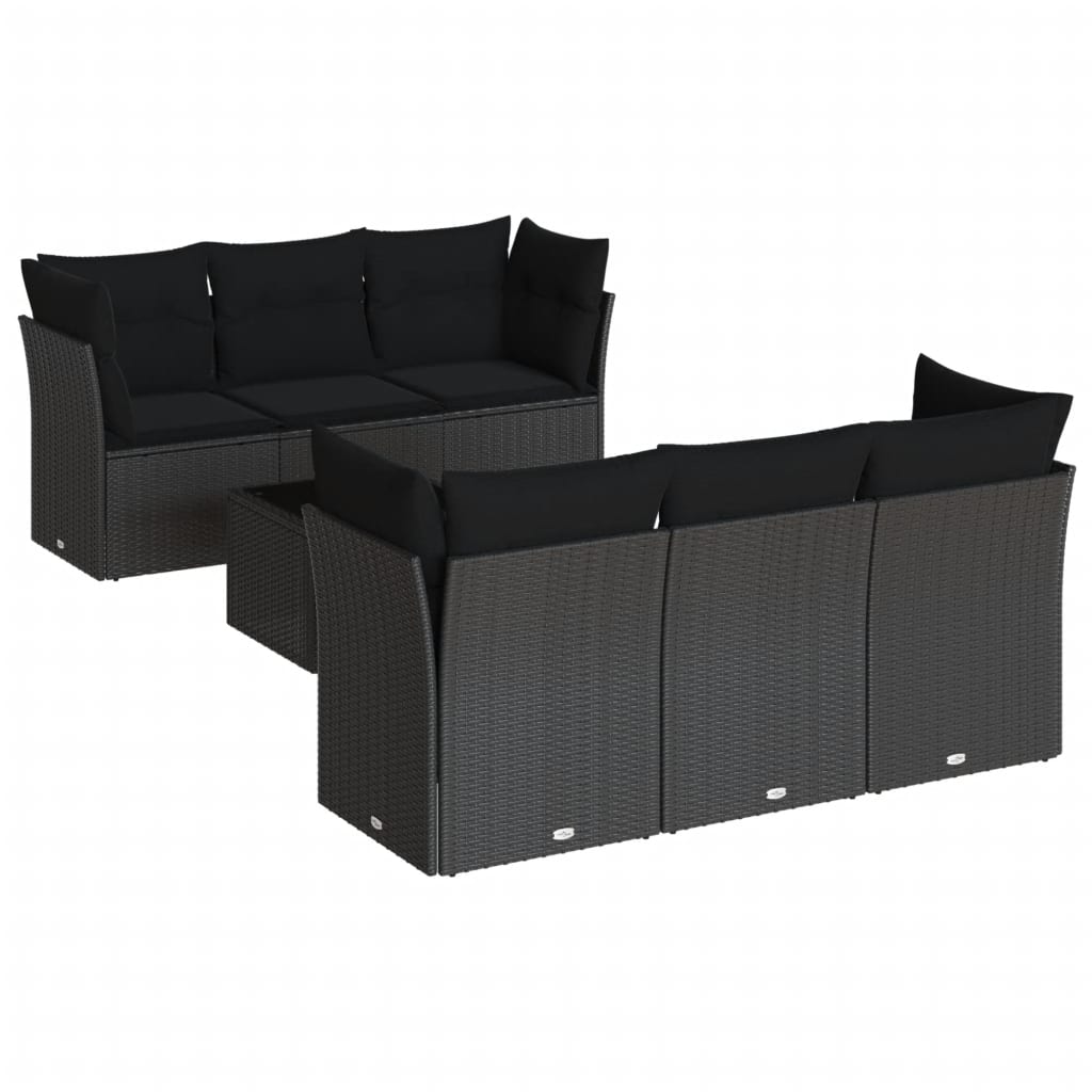 Set Divani da Giardino con Cuscini 7pz Nero Polyrattan 3249094