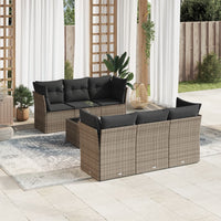 Set Divani da Giardino 7 pz con Cuscini Grigio in Polyrattan 3249099