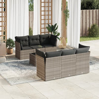 Set Divani da Giardino 7pz con Cuscini Grigio Chiaro Polyrattan 3249101