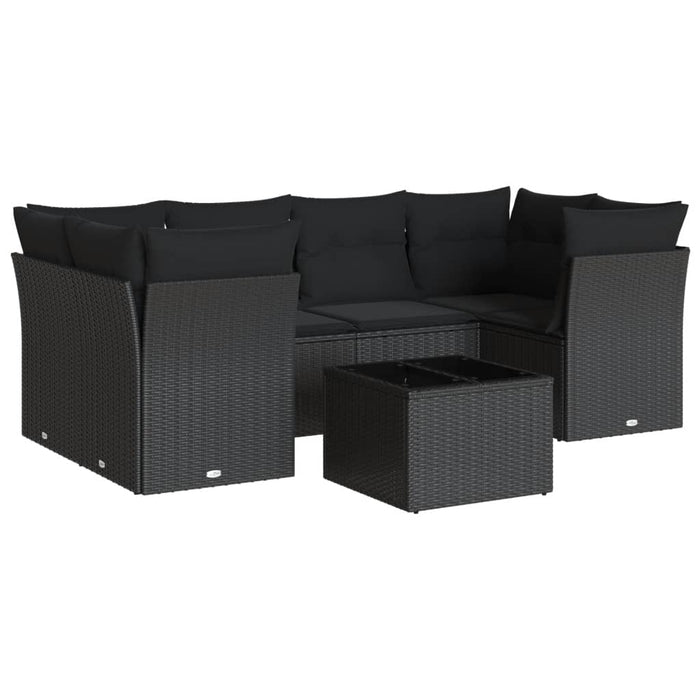 Set Divani da Giardino con Cuscini 7pz Nero Polyrattan 3249104