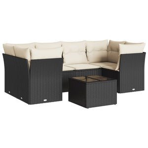 Set Divani da Giardino con Cuscini 7pz Nero Polyrattan 3249105