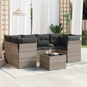 Set Divani da Giardino 7pz con Cuscini Grigio Chiaro Polyrattan 3249111