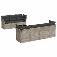 Set Divano da Giardino 8pz con Cuscini Grigio Chiaro Polyrattan 3249121