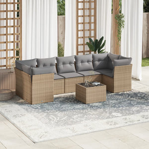 Set Divano da Giardino 8 pz con Cuscini Beige in Polyrattancod mxl 111074