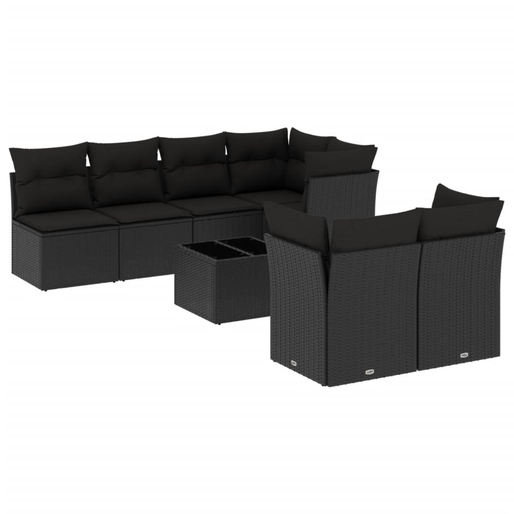 Set Divani da Giardino con Cuscini 8 pz Nero in Polyrattancod mxl 89547