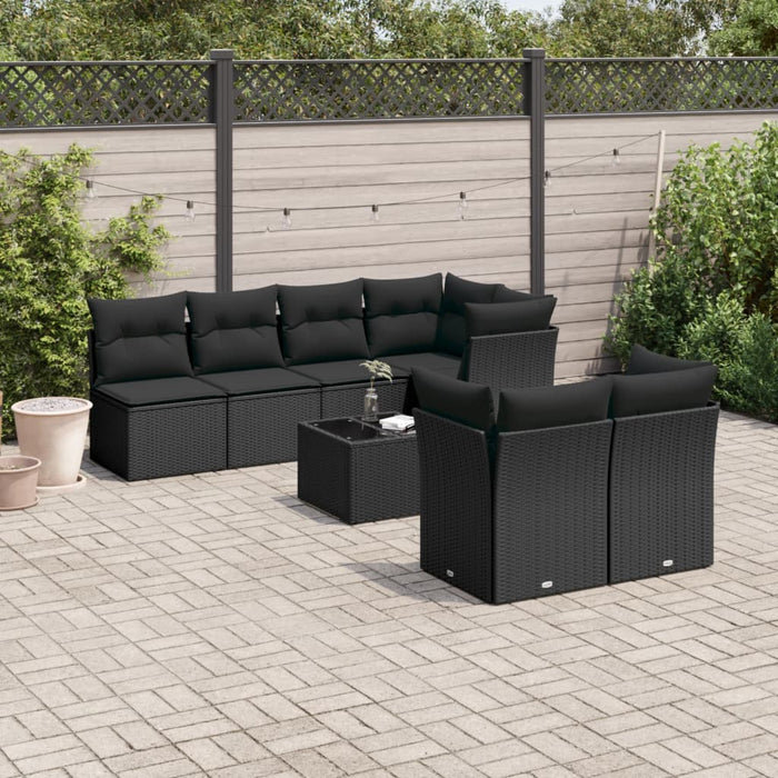 Set Divani da Giardino con Cuscini 8 pz Nero in Polyrattancod mxl 89547