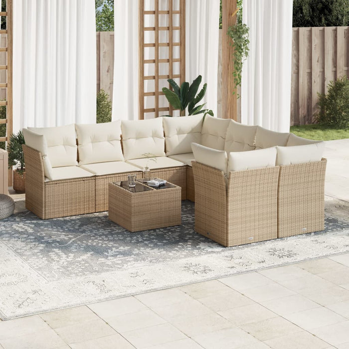 Set Divano da Giardino 9 pz con Cuscini Beige in Polyrattancod mxl 86927