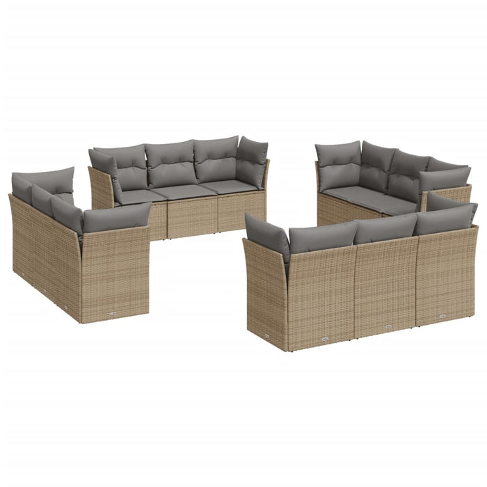 Set Divani da Giardino 12 pz con Cuscini Beige in Polyrattancod mxl 111070