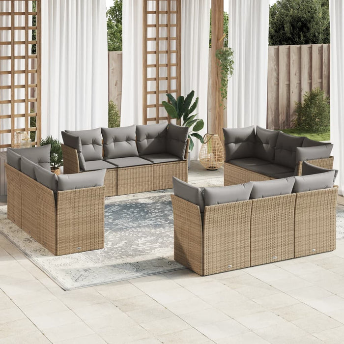 Set Divani da Giardino 12 pz con Cuscini Beige in Polyrattancod mxl 111070