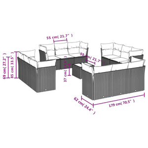 Set Divani da Giardino 13pz con Cuscini Nero in Polyrattancod mxl 91084