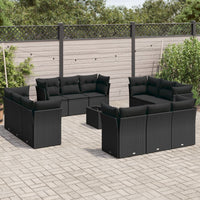 Set Divani da Giardino 13pz con Cuscini Nero in Polyrattancod mxl 91084