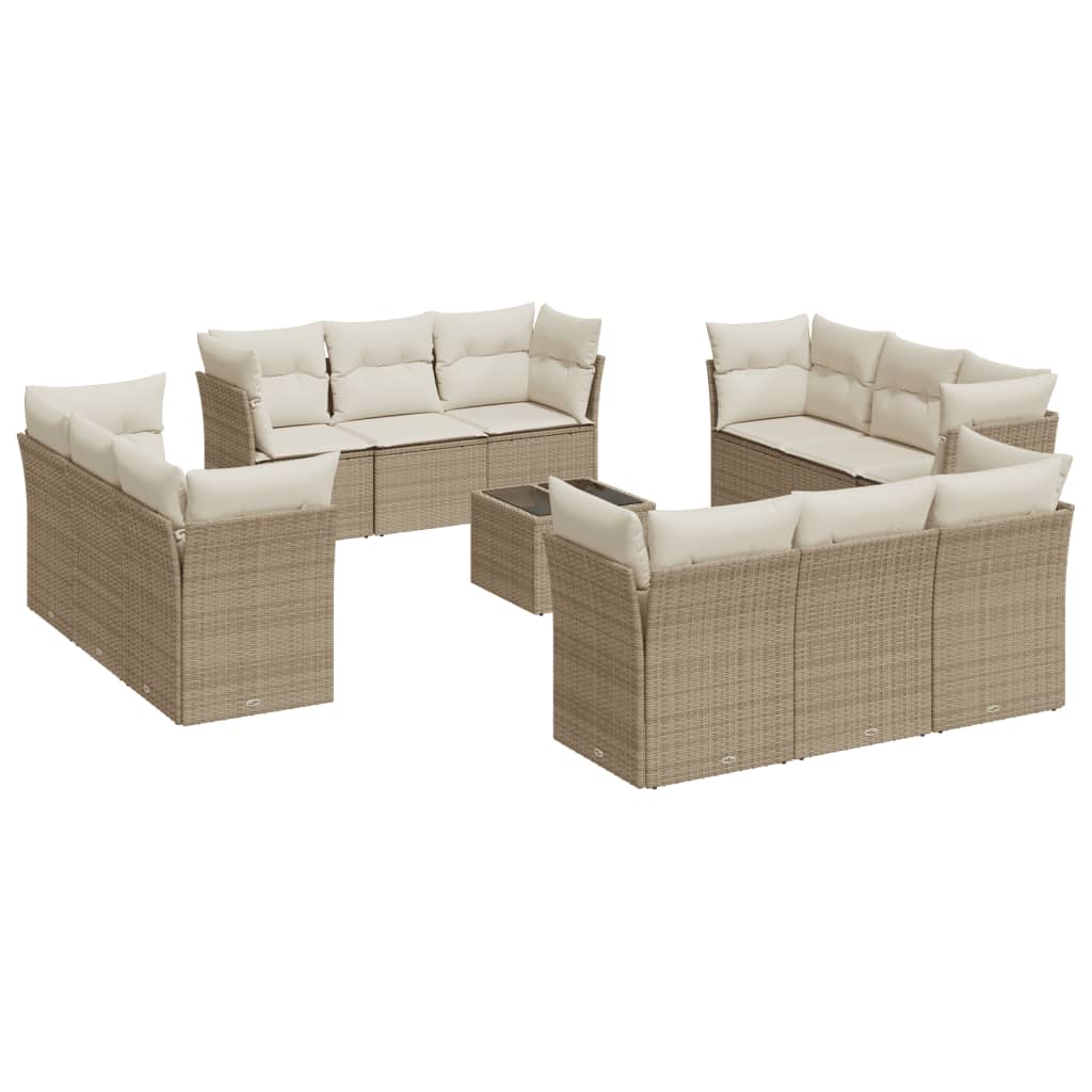 Set Divano da Giardino 13 pz con Cuscini Beige in Polyrattancod mxl 111071