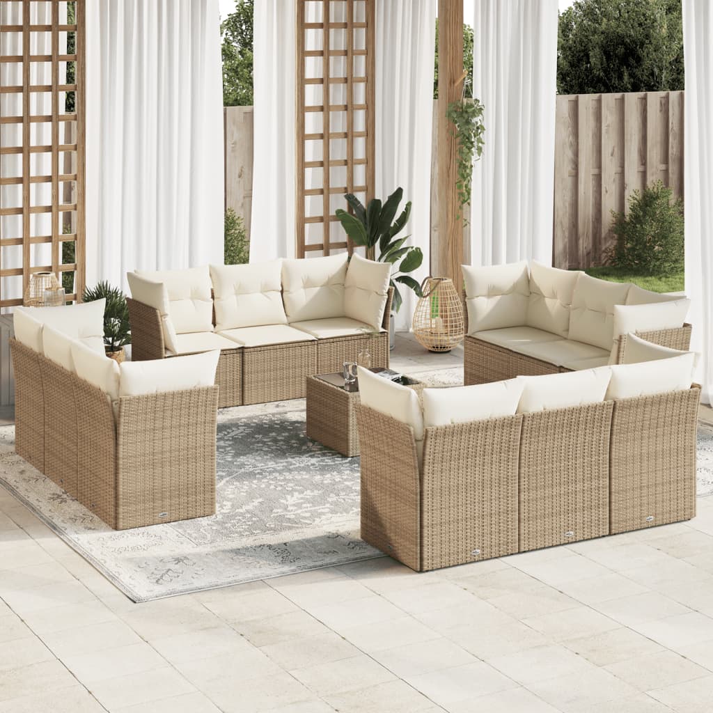 Set Divano da Giardino 13 pz con Cuscini Beige in Polyrattancod mxl 111071