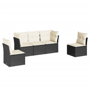 Set Divani da Giardino 5 pz con Cuscini in Polyrattan Nero 3249185