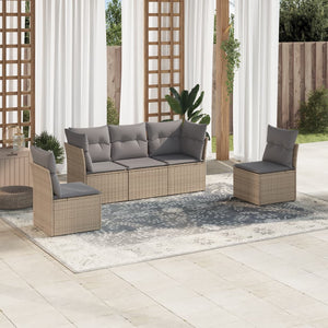 Set Divano da Giardino 5 pz con Cuscini Beige in Polyrattancod mxl 87070