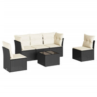 Set Divano da Giardino 6 pz con Cuscini Nero in Polyrattancod mxl 87059