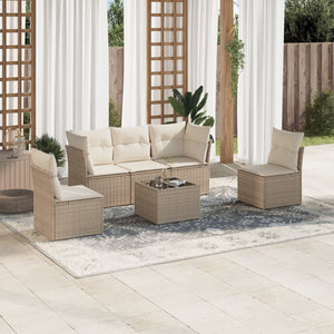 Set Divano da Giardino 6 pz con Cuscini Beige in Polyrattan 3249197