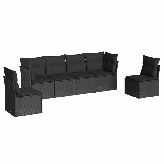 Set Divano da Giardino 6 pz con Cuscini Nero in Polyrattancod mxl 111371