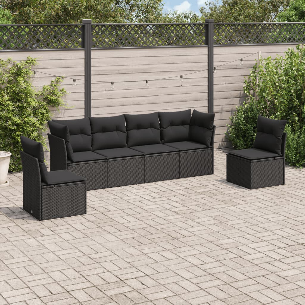 Set Divano da Giardino 6 pz con Cuscini Nero in Polyrattancod mxl 111371