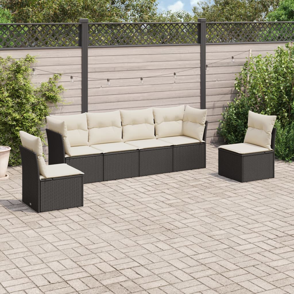 Set Divano da Giardino 6 pz con Cuscini Nero in Polyrattancod mxl 87360