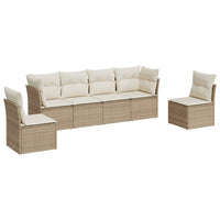 Set Divano da Giardino 6 pz con Cuscini Beige in Polyrattan 3249207