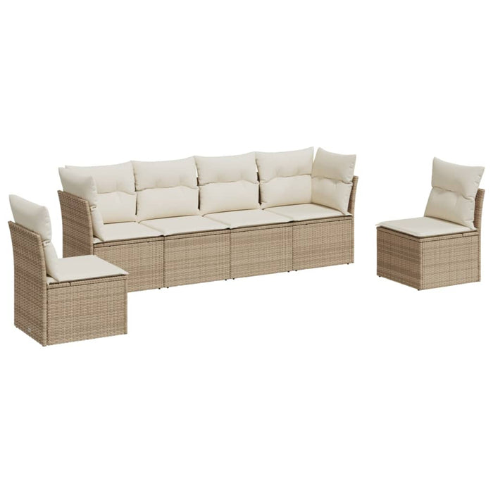 Set Divano da Giardino 6 pz con Cuscini Beige in Polyrattan 3249207