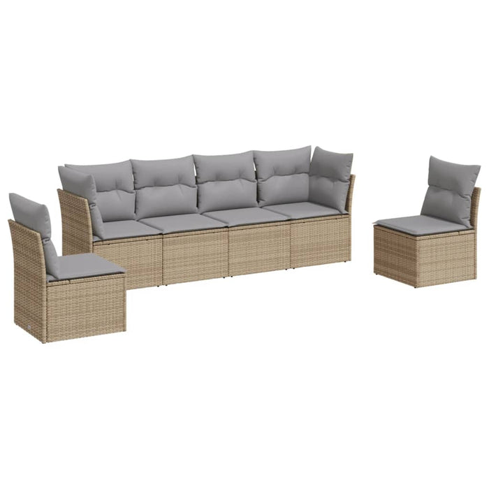 Set Divano da Giardino 6 pz con Cuscini Beige in Polyrattan 3249208