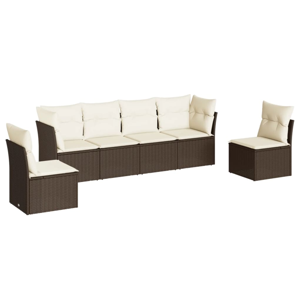 Set Divano da Giardino 6 pz con Cuscini Marrone in Polyrattancod mxl 115086