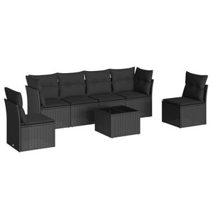 Set Divani da Giardino con Cuscini 7pz Nero Polyrattan 3249214