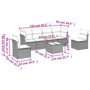 Set Divani da Giardino con Cuscini 7pz Nero Polyrattan 3249214