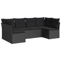 Set Divano da Giardino 6 pz con Cuscini Nero in Polyrattan 3249224