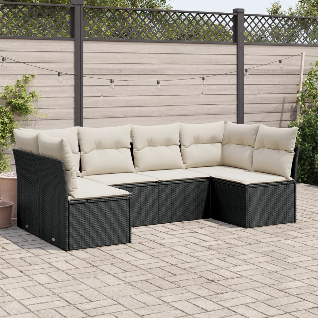 Set Divano da Giardino 6 pz con Cuscini Nero in Polyrattancod mxl 113535