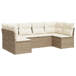 Set Divano da Giardino 6 pz con Cuscini Beige in Polyrattancod mxl 111372