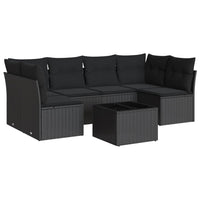 Set Divani da Giardino con Cuscini 7pz Nero Polyrattan 3249234