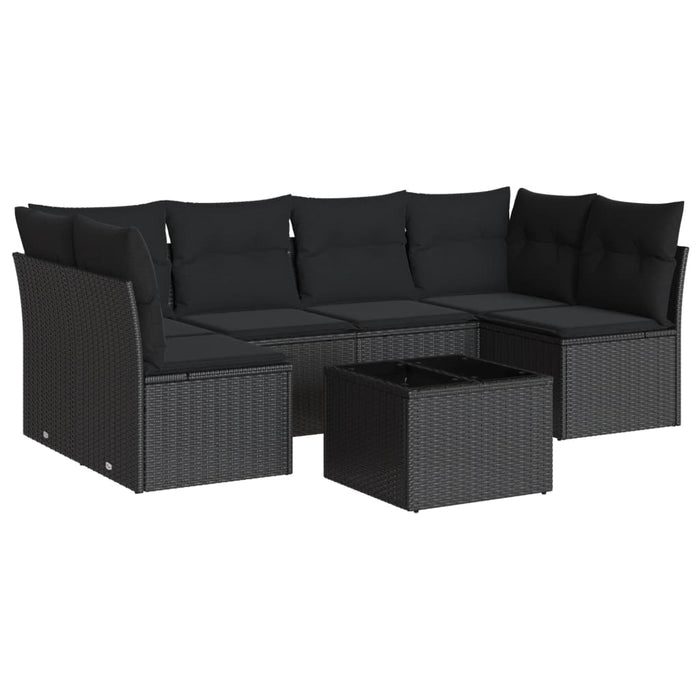 Set Divani da Giardino con Cuscini 7pz Nero Polyrattan 3249234