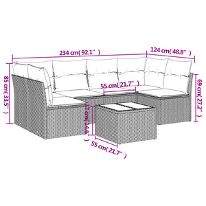 Set Divani da Giardino con Cuscini 7pz Nero Polyrattan 3249234