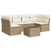 Set Divani da Giardino 7 pz con Cuscini Beige in Polyrattan 3249237