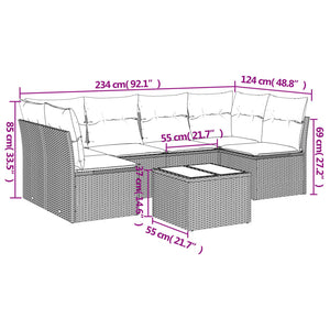 Set Divani da Giardino 7 pz con Cuscini Grigio in Polyrattancod mxl 87996