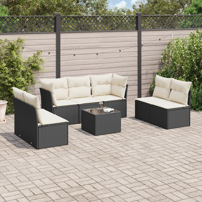 Set Divani da Giardino con Cuscini 8 pz Nero in Polyrattan 3249255