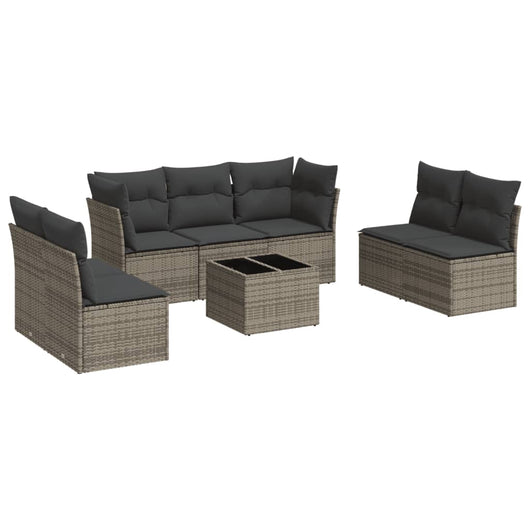 Set Divano da Giardino 8 pz con Cuscini Grigio in Polyrattancod mxl 112587