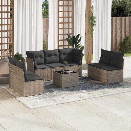 Set Divano da Giardino 8 pz con Cuscini Grigio in Polyrattancod mxl 112587