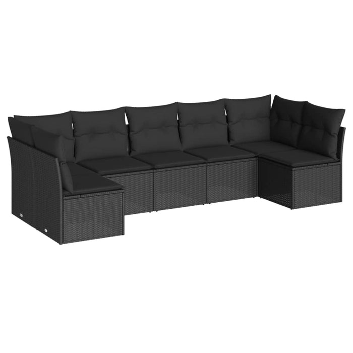 Set Divani da Giardino con Cuscini 7pz Nero Polyrattan 3249264