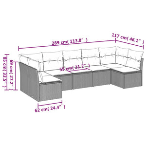 Set Divani da Giardino con Cuscini 7pz Nero Polyrattan 3249264