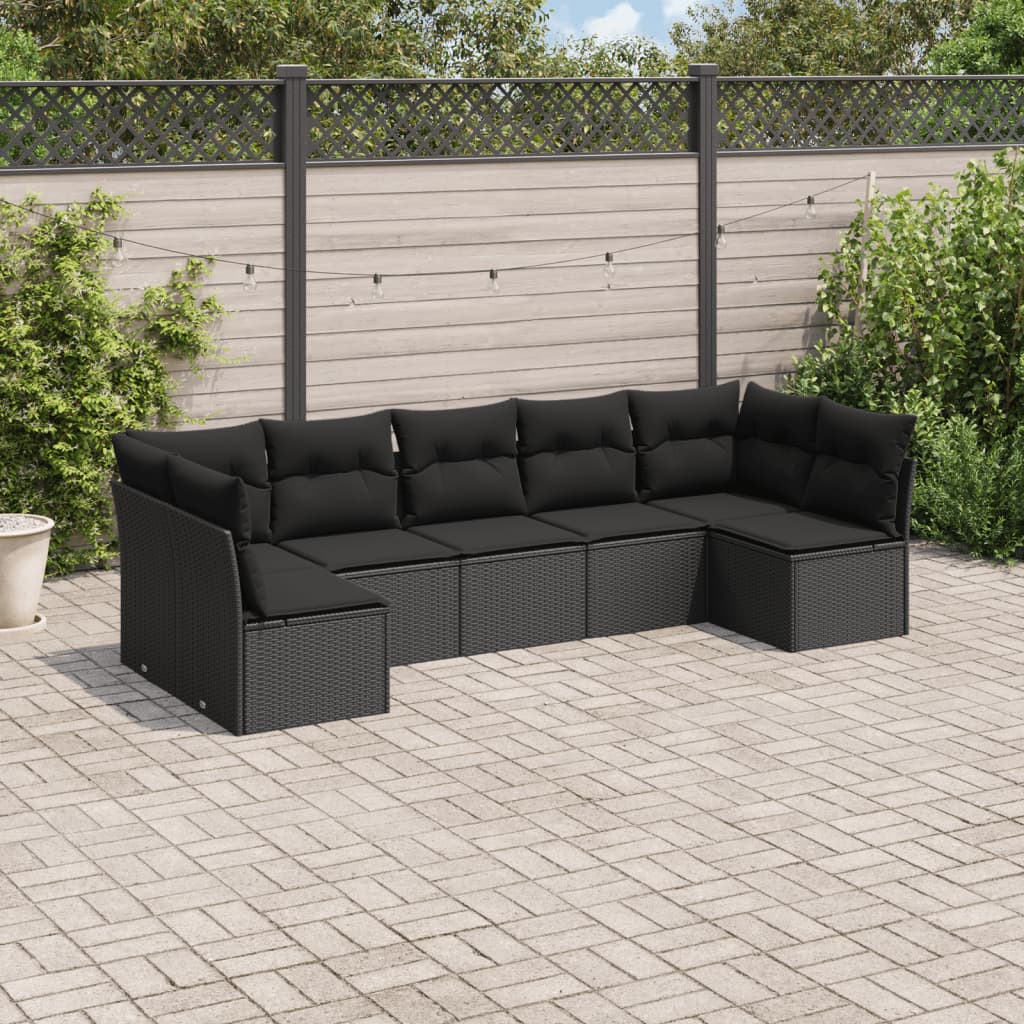 Set Divani da Giardino con Cuscini 7pz Nero Polyrattancod mxl 88600