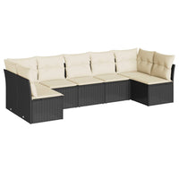 Set Divani da Giardino con Cuscini 7pz Nero Polyrattancod mxl 113536