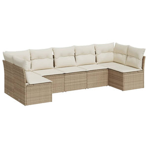 Set Divani da Giardino 7 pz con Cuscini Beige in Polyrattancod mxl 112037