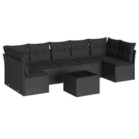 Set Divani da Giardino con Cuscini 8 pz Nero in Polyrattan 3249274