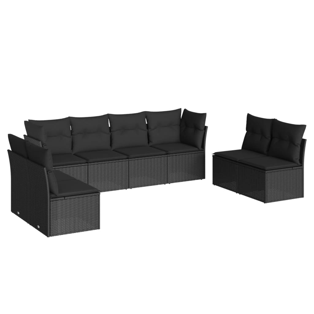 Set Divani da Giardino con Cuscini 8 pz Nero in Polyrattancod mxl 111374